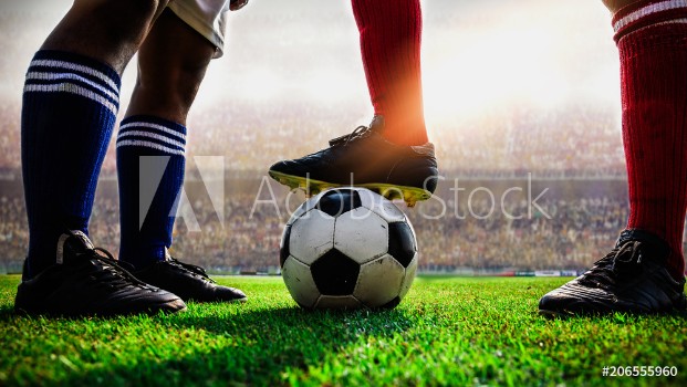 Picture of soccer football match kick off 